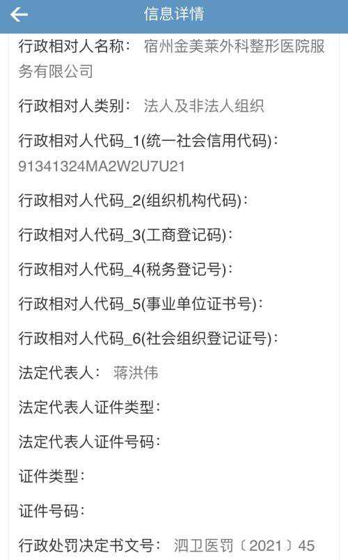 安徽泗县：金美莱外科整形医院违规使用无资质人员从事医疗工作