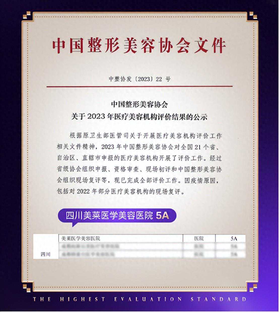 喜报 | 四川美莱顺利获评国家AAAAA级医疗美容机构