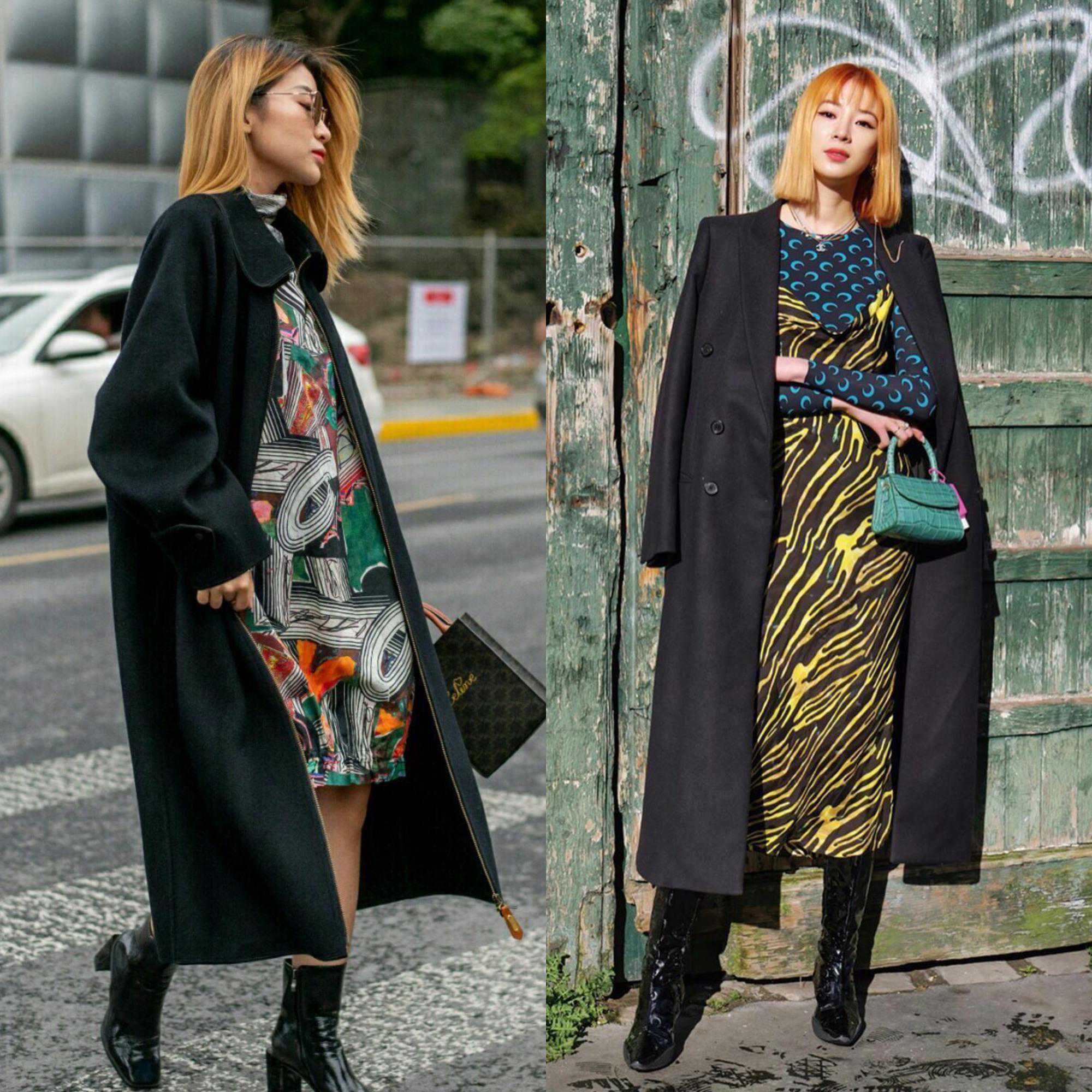 黑色长款大衣保暖时尚，不愧是百搭单品！搭裤子、搭裙子都好看